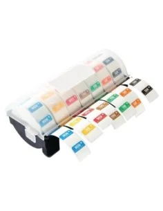 Kit étiquettes alimentaires solubles code couleur et distributeur plastique Hygiplas 24mm 2