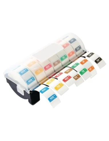 Kit étiquettes alimentaires solubles code couleur et distributeur plastique Hygiplas 24mm