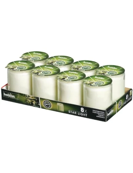 Bougies-verre Bolsius Starlight transparentes (lot de 8)