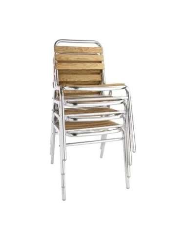 Chaises bistro frêne et aluminium Bolero (Lot de 4)