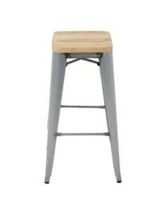 Tabourets hauts en acier galvanisé avec assise en bois Bolero Bistro (lot de 4) 2