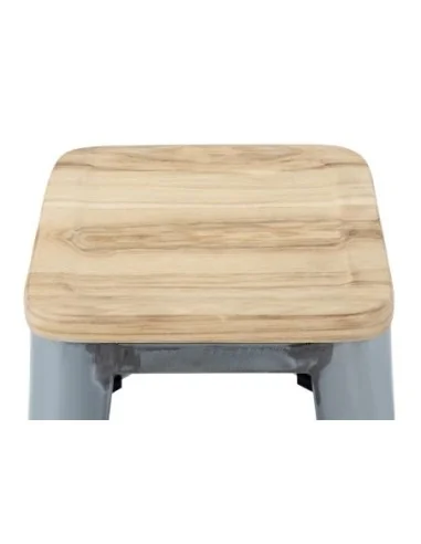 Tabourets hauts en acier galvanisé avec assise en bois Bolero Bistro (lot de 4)