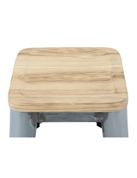 Tabourets hauts en acier galvanisé avec assise en bois Bolero Bistro (lot de 4)