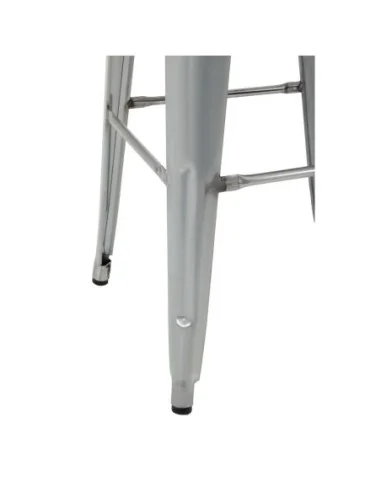 Tabourets hauts en acier galvanisé avec assise en bois Bolero Bistro (lot de 4)