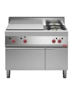 Plaque coup de feu gaz Gastro M 650 et 2 feux vifs sur four à gaz et placard fermé 65/110TPG 2