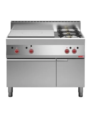 Plaque coup de feu gaz Gastro M 650 et 2 feux vifs sur four à gaz et placard fermé 65/110TPG