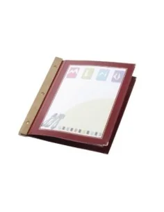 Protège-menus en bois Securit rouge foncé A4 2