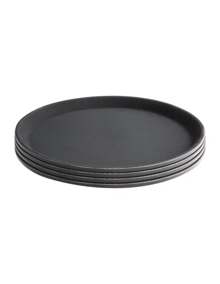 Plateau antidérapant en fibre de verre Olympia Kristallon rond noir 356mm