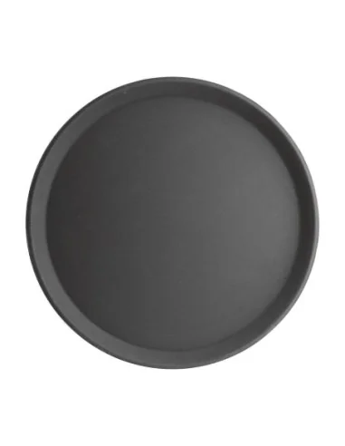 Plateau antidérapant en fibre de verre Olympia Kristallon rond noir 406mm