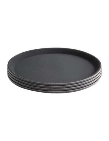 Plateau antidérapant en fibre de verre Olympia Kristallon rond noir 406mm