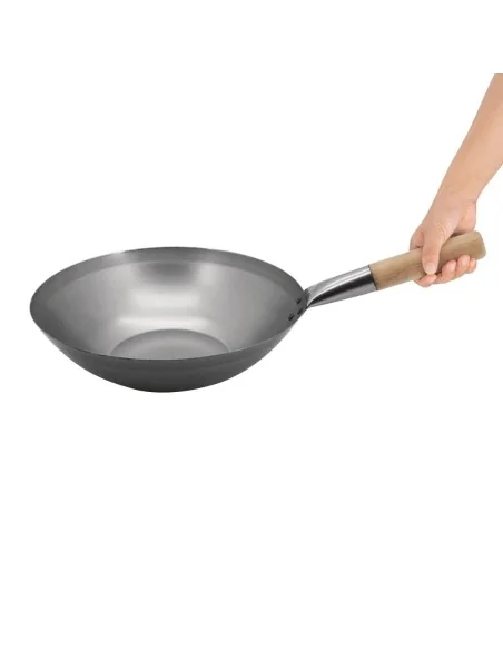 Wok en acier doux Vogue 33 cm