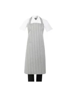 Tablier bavette rayé gris et blanc Whites