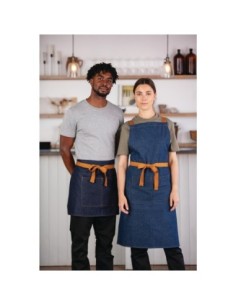 Tablier serveur Southside denim bleu et ceinture ocre 2