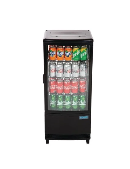 Vitrine réfrigérée porte incurvée économe en énergie Polar série C noire 86L