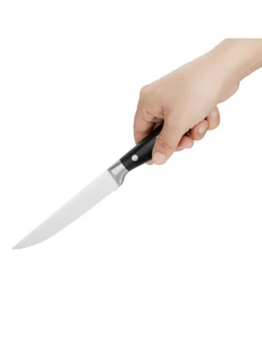 Couteaux à steak rivetés Olympia Premium avec manches en ABS noir (lot de 6)