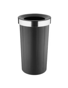 Poubelle ronde noire en polypropylène Bolero avec couvercle ouvert 60L 2