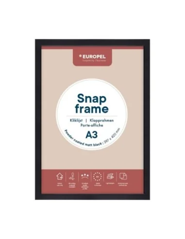 Cadre clipsable Europel A3 25mm noir mat