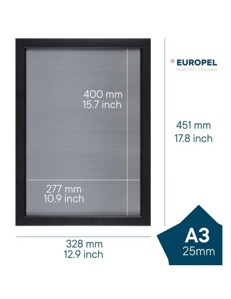 Cadre clipsable Europel A3 25mm noir mat
