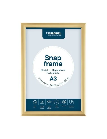 Cadre clipsable Europel A3 25mm doré