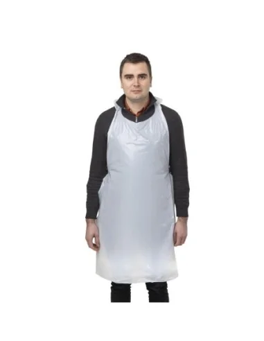 Tabliers jetables en polyéthylène blancs 14,5 microns (Lot de 100)