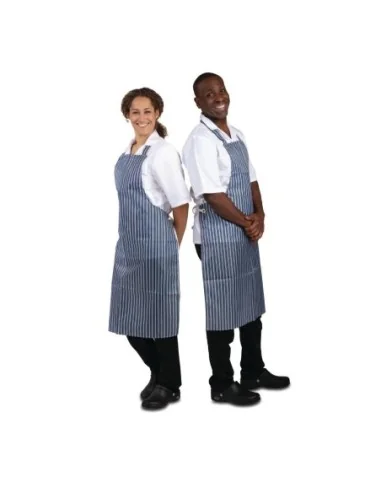 Tablier bavette déperlant Whites bleu et blanc