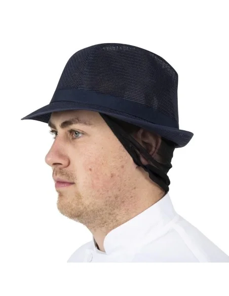 Chapeau Trilby bleu marine avec résille L