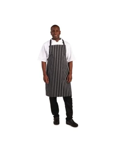Tablier bavette Whites rayé noir et blanc