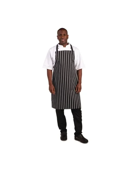 Tablier bavette Whites rayé noir et blanc