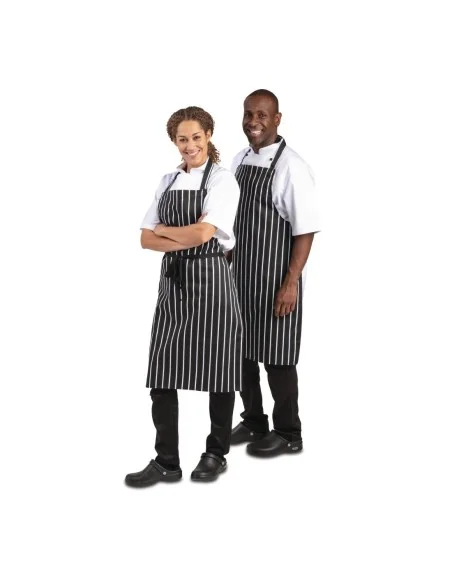 Tablier bavette Whites rayé noir et blanc