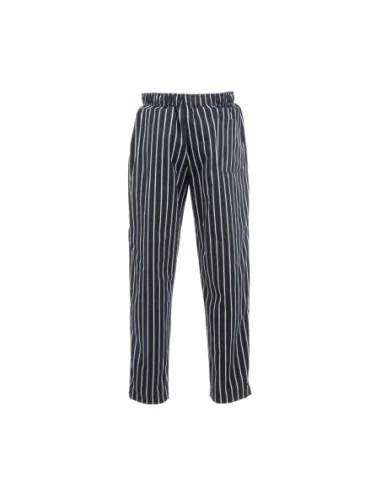 Pantalon de cuisine mixte Baggy Chef Works rayé noir et blanc M