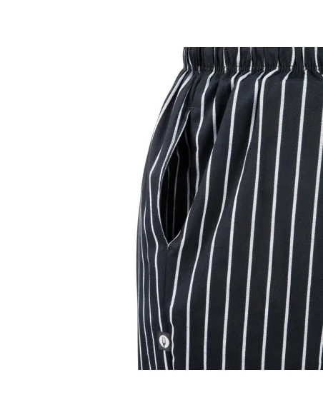 Pantalon de cuisine mixte Baggy Chef Works rayé noir et blanc M