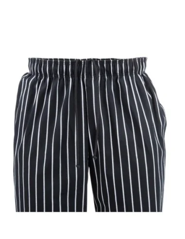 Pantalon de cuisine mixte Baggy Chef Works rayé noir et blanc M