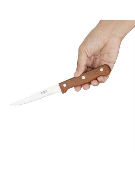 Couteaux à viande Olympia manche en bois (Lot de 12)