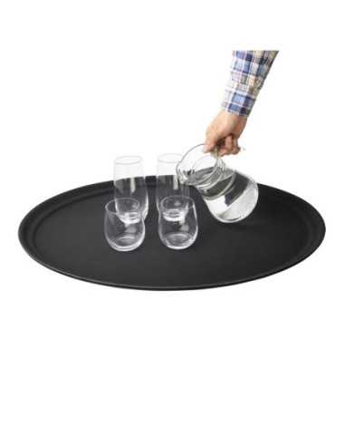 Plateau ovale antidérapant en polypropylène noir Olympia Kristallon 685mm