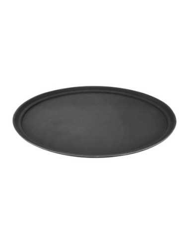 Plateau ovale antidérapant en polypropylène noir Olympia Kristallon 685mm