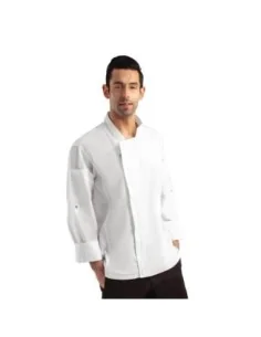 Veste de cuisine mixte légère à fermeture éclair Hartford Chef Works Urban blanche L 2