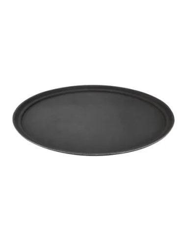 Plateau ovale antidérapant en polypropylène noir Olympia Kristallon 685mm