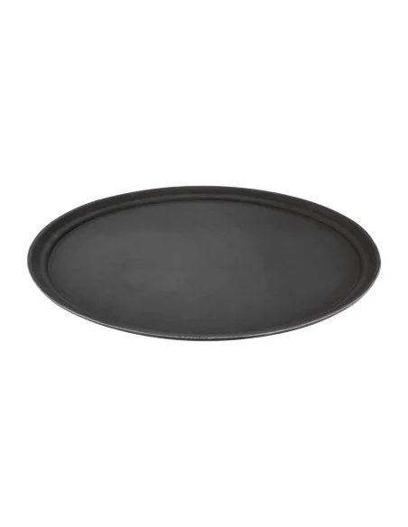 Plateau ovale antidérapant en polypropylène noir Olympia Kristallon 685mm