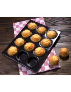 Plaque aluminium antiadhésive de 12 moules à muffins Vogue 2