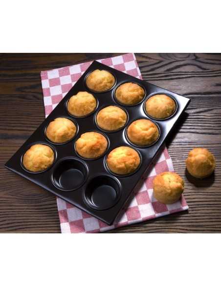 Plaque aluminium antiadhésive de 12 moules à muffins Vogue