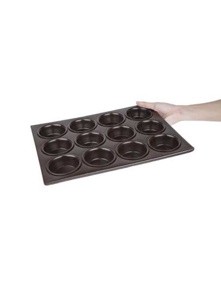 Plaque aluminium antiadhésive de 12 moules à muffins Vogue
