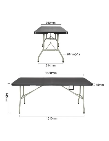 Table pliable au centre Bolero noire 1829mm