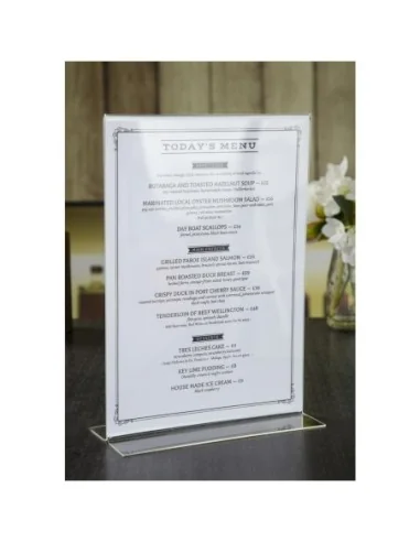 Porte-menu vertical en acrylique Olympia A4