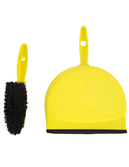 Set balayette à poils doux et pelle Jantex jaune