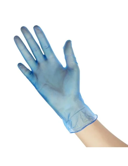 Gants alimentaires en vinyle non poudrés Hygiplas bleus XL (Lot de 100)