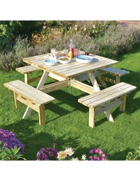 Table de pique-nique en bois carrée Rowlinson 1980mm