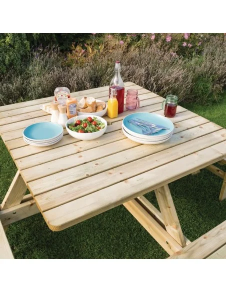 Table de pique-nique en bois carrée Rowlinson 1980mm