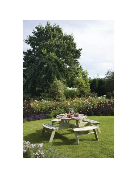 Table de pique-nique en bois ronde Rowlinson 2000mm
