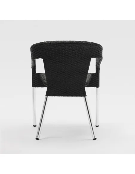 Fauteuils enveloppants bistro en rotin PE anthracite Bolero (lot de 4)