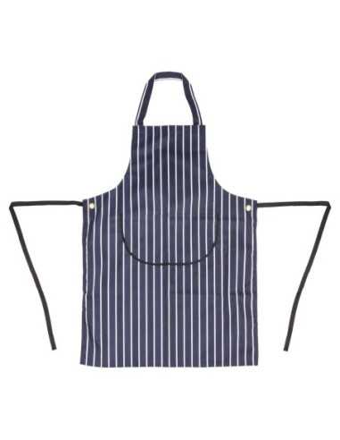 Tablier bavette avec poche Whites rayé marine et blanc